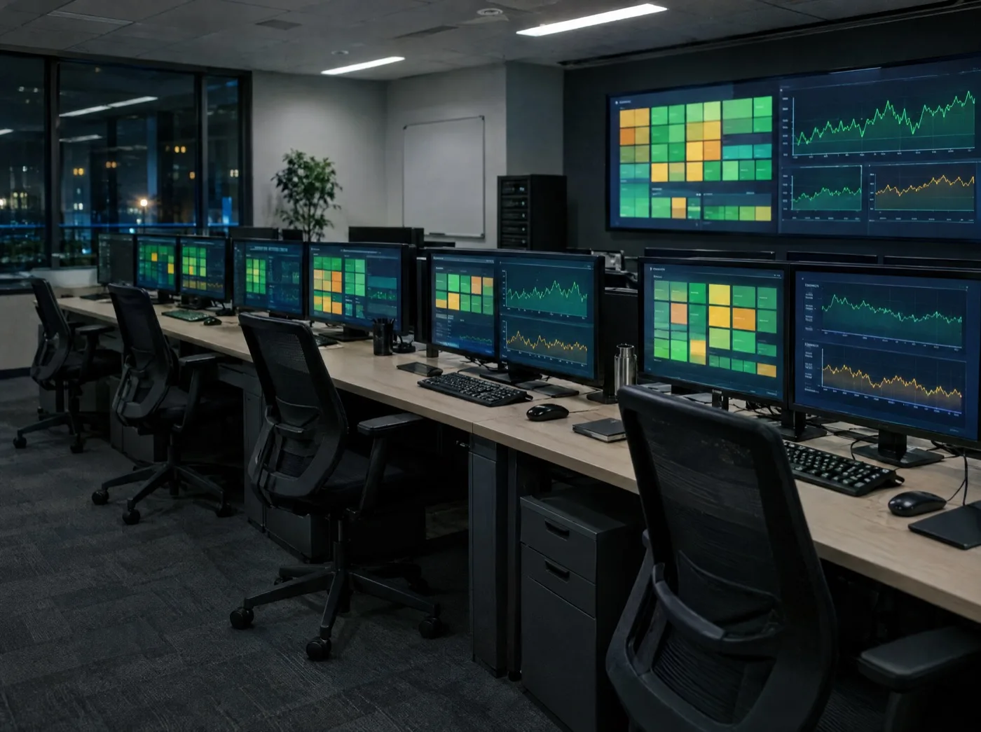 IT operations room with status screens